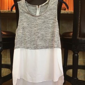 White and Grey Flowy Tank Top